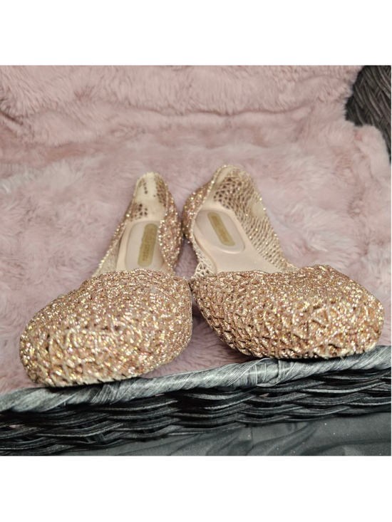 Melissa Shoes - Melissa + Campana Rose gold Papel Glitter Jelly Flats Size 9